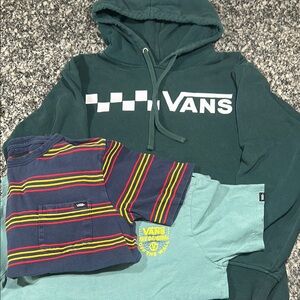 Vans Green Hoodie and Striped T-Shirts Set